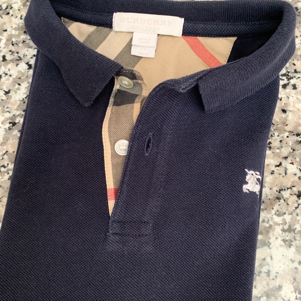 Kids Authentic Burberry Navy Polo 6y